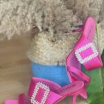 Forame Fashion Πέδιλα fuchsia satin με αγκράφα και κρυστάλλινες λεπτομέρειες.
