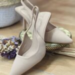 Forame Fashion Γόβα satin matte σε nude χρώμα με ανοιχτή φτέρνα. Τακούνι 10cm