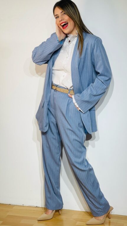 Forame Fashion Felicia Chic Striped Blue Suit