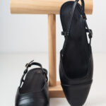 Black Leather Mules