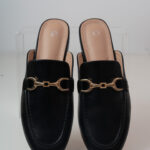 Black Leather Mules Loafers