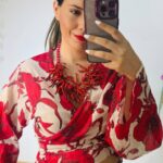 Red Floral Wrap Shirt