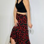 Long Cherry Black Skirt