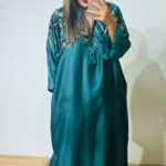Emerald Leopard Kaftan Dress