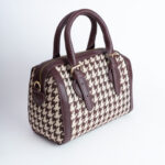 Bordeaux Pied-de-Poule Barrel Bag
