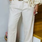 Ecru Office Pleated Pants