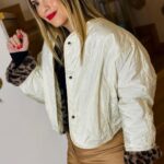 Leopard Lady Ecru Bomber Jacket LUMINA