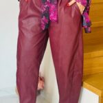 Eco Leather Baggy Pants Burgundy
