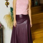 Bradshaw Leather Skirt Burgundy