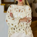 Knitted Net Ecru Sweater