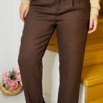 Cacao Office Pleated Pants LUMINA