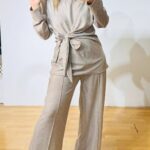 Olia Beige Pouro Set Knitted