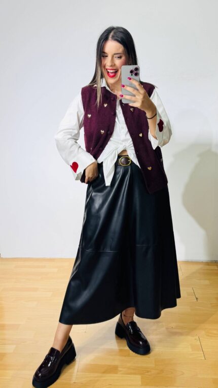 Black Eco Leather Skirt