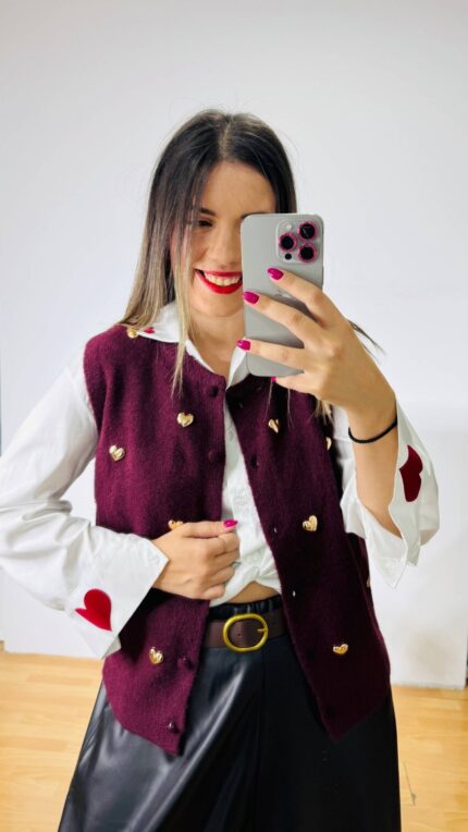 Βordeaux Heart Cardigan