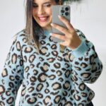 Baby Blue Leopard Sweater