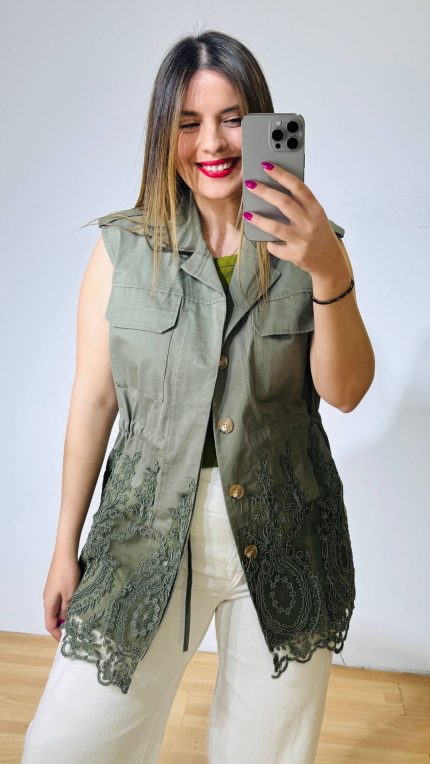 Chaki Vest Lace