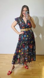 Baleina Flowers Βlue Black Dress - Image 4
