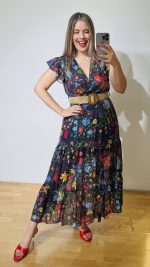 Baleina Flowers Βlue Black Dress