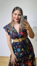 Baleina Flowers Βlue Black Dress - Image 2