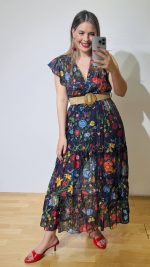 Baleina Flowers Βlue Black Dress - Image 3