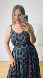 Navy Blue Cherry Dress - Image 2