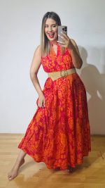Bella Orange Boho Dress
