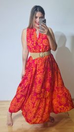 Bella Orange Boho Dress - Image 3