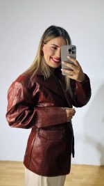 Terracotta Leather Jacket-Blazer - Image 2